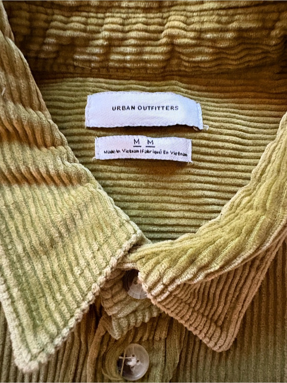 Urban Outfitters Olive Green Corduroy Button Up Shacket Coat - Picture 2 of 3